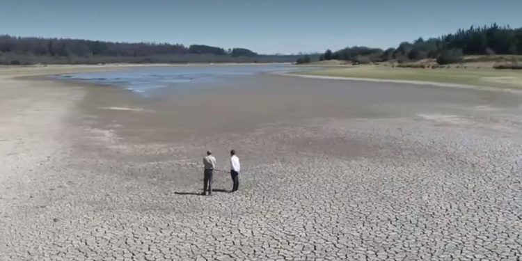 Crisis hídrica toca fondo: lago Peñuelas pasó de tener 1.700 hectáreas de agua a solo 1
