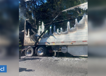 Camión resulta destruido tras incendio provocado por falla mecánica en Ercilla