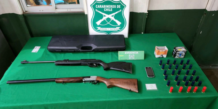 Con armas incautadas detienen a joven de 19 años vinculado a hechos de violencia en rutas de Arauco